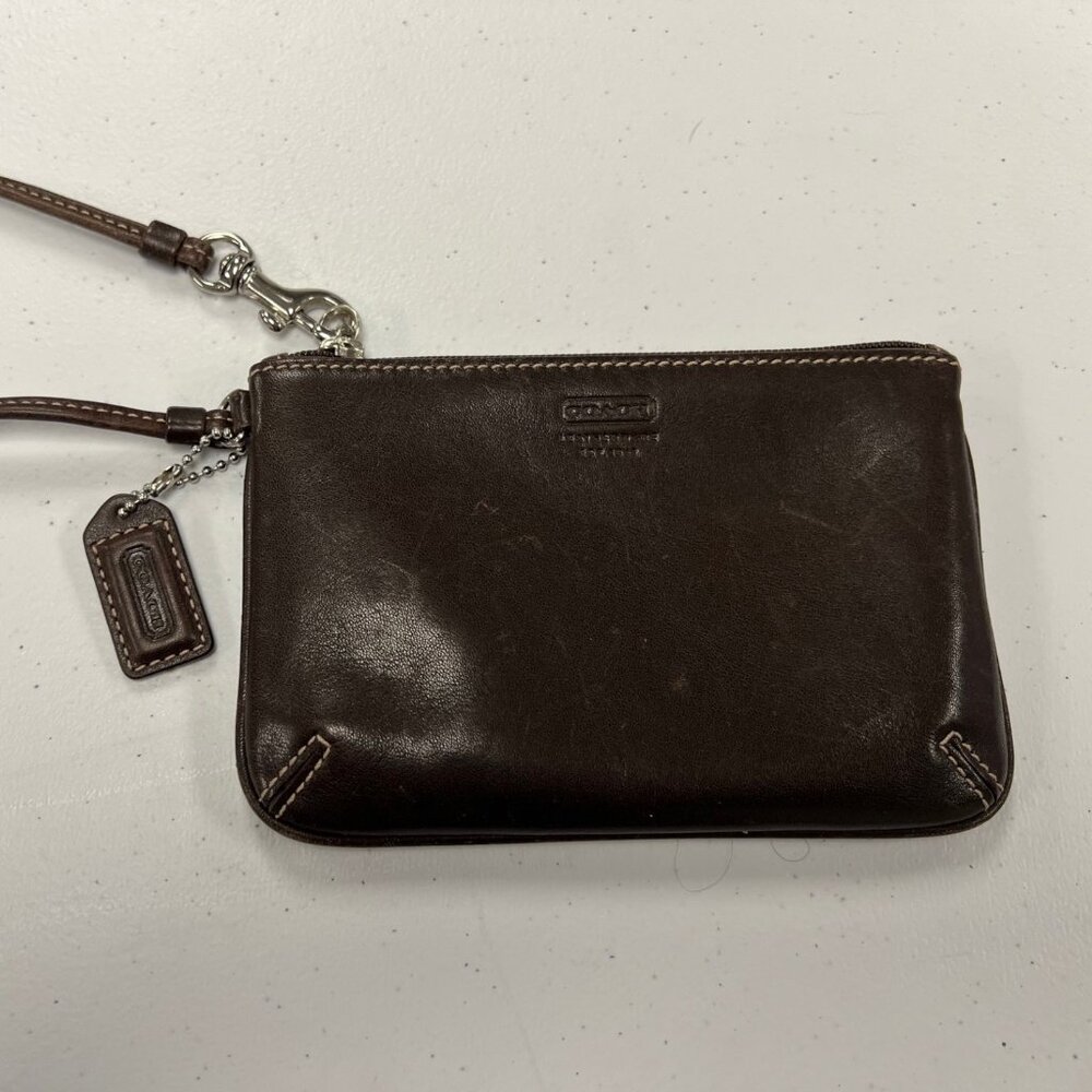Natural Grain Leather Small Zip Pouch